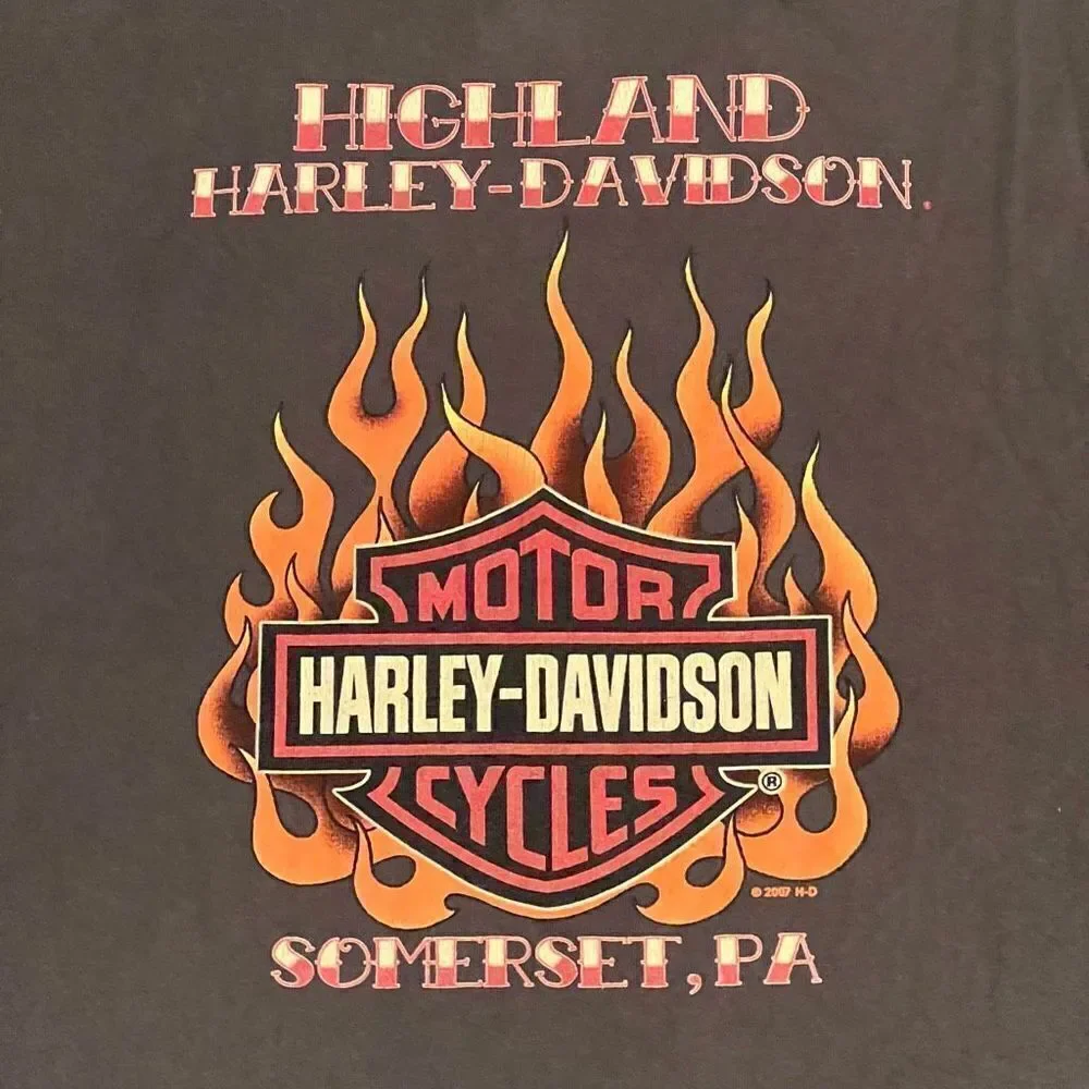 ‘07 Harley Davidson Grey Ultra Faded Front & Back Graphic Tee Shirt / Size XL